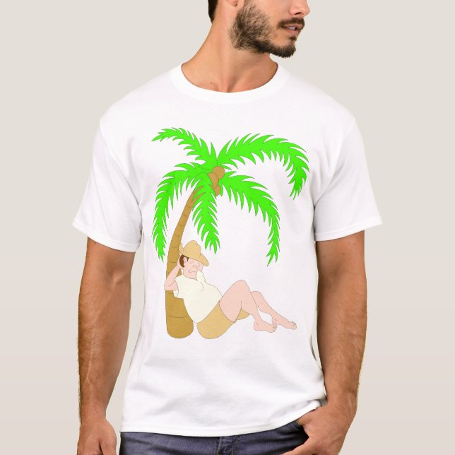 Camiseta Adormecido sob uma palmeira (Frente)
