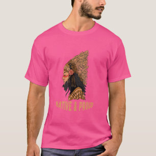 Camiseta Adorno de Cabeça de Pena Nativo Americano Nativo e