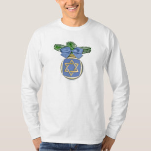 Camiseta Adorno de Impressão Judaica Hanukkah Estrela de Da