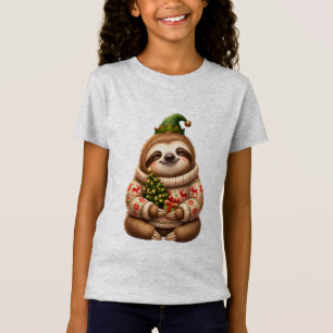 Camiseta Adorno de Natal de Preguiça Fofa das Festas
