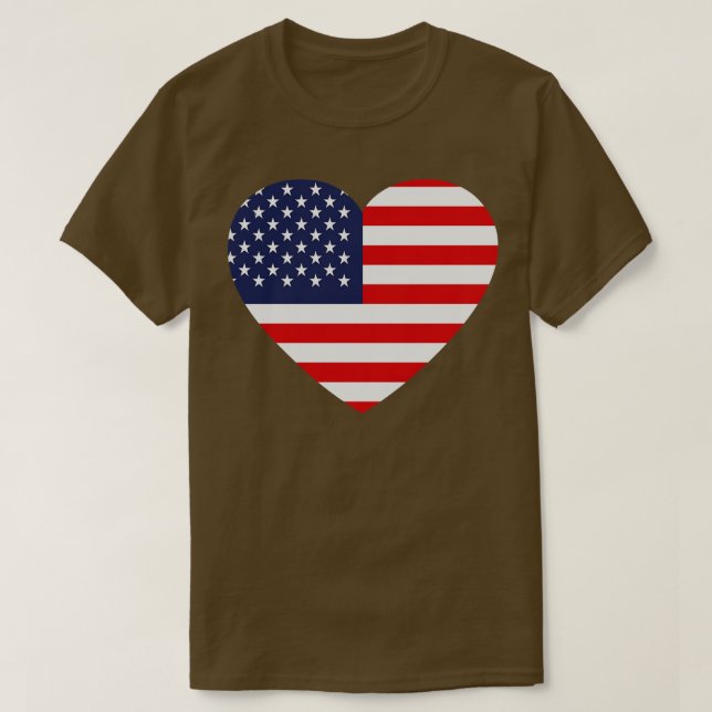 Camiseta Adoro a bandeira americana em forma de coração (Frente do Design)