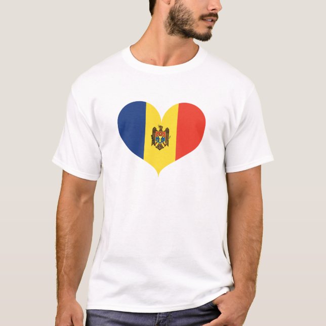 Camiseta Adoro a bandeira da Moldávia (Frente)