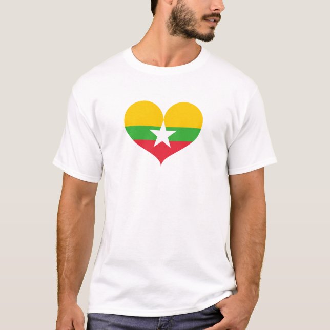 Camiseta Adoro a bandeira de Myanmar (Frente)