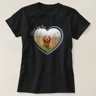 Camiseta Adoro A Foto Do Coração Do Cachorro Preto