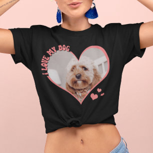 Camiseta Adoro A Foto Do Coração Do Cachorro Preto