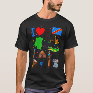 Camiseta Adoro a mão do Congo desenhada como marcos congole