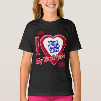 Camiseta Adoro A Minha Foto Namorado, Lábios De Coração Ver