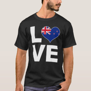 Camiseta Adoro a Nova Zelândia Heart Flag Nova Zelândia