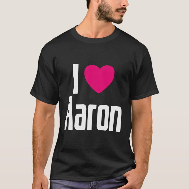 Camiseta Adoro Aaron Pink Heart I Heart Aaron (Frente)