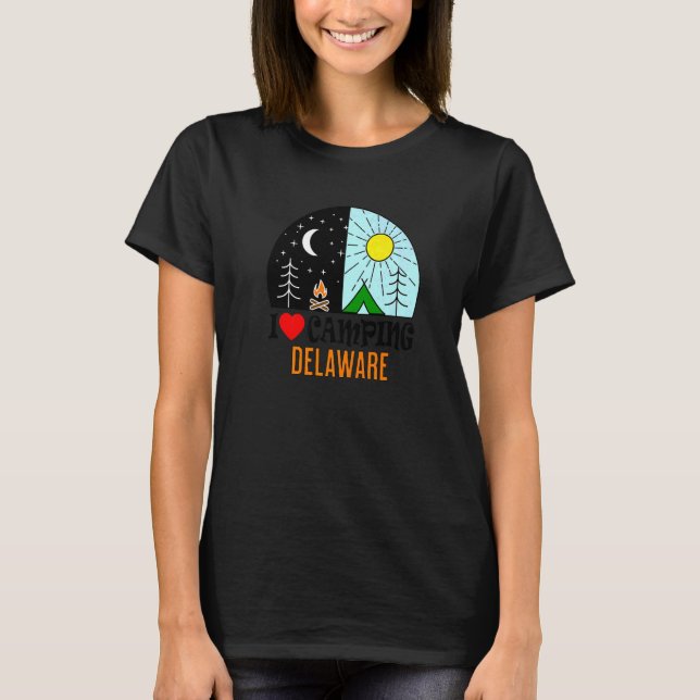Camiseta Adoro acampar a América Delaware ao ar livre (Frente)