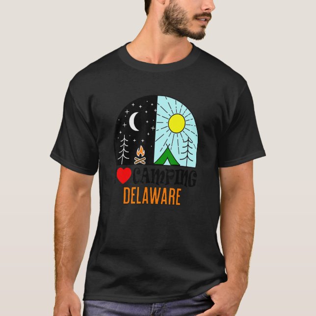 Camiseta Adoro acampar a América Delaware ao ar livre (Frente)