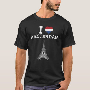 Camiseta Adoro Amsterdã Legal Holanda Bandeira Torre Eiffel