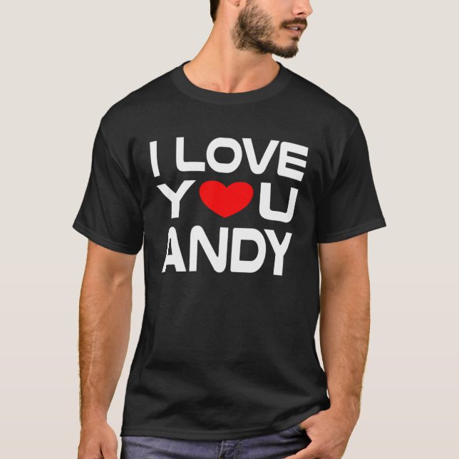Camiseta Adoro Andy Red Heart para dizer querida Eu te amo (Frente)
