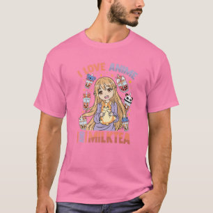 Camiseta Adoro Anime Chá De Leite - Kawaii Otaku Girl - Cu