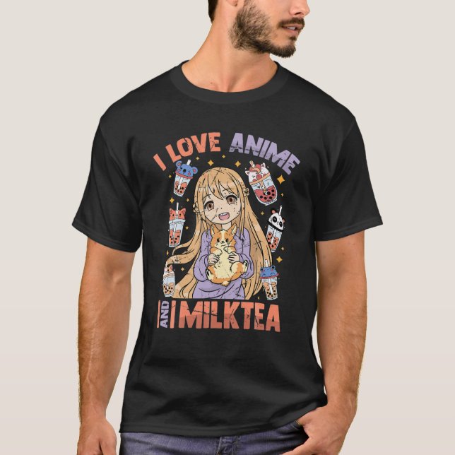Camiseta Adoro Anime Chá De Leite - Kawaii Otaku Girl - Cu (Frente)