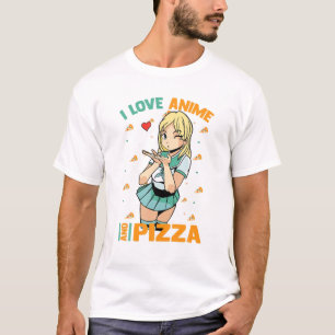 Camiseta Adoro Anime Pizza - Cute Kawaii - Manga Otaku