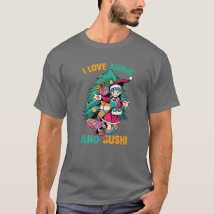 Camiseta Adoro Anime Sushi - Garota de Natal Kawaii - O
