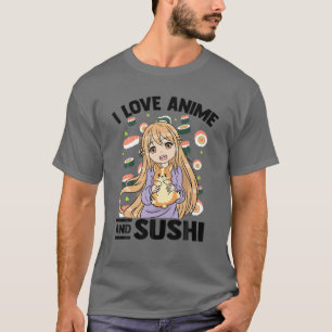 Camiseta Adoro Anime Sushi - Kawaii Otaku Girl - Bonita