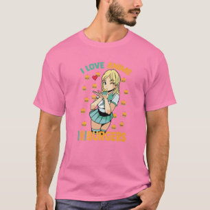Camiseta Adoro Animes E Burgers - Cute Kawaii - Manga Ota