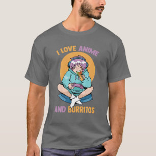Camiseta Adoro Animes E Burritos - Menina Kawaii Bonita - H