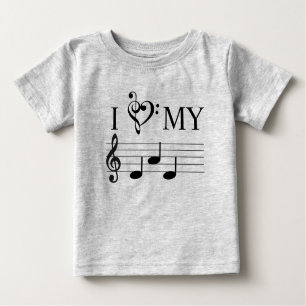 Camiseta Adoro As Minhas Notas De Música Pai Coração Treble