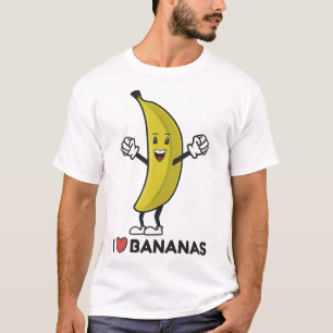 Camiseta Adoro Bananas Felizes E Felizes Amantes de Fruta B