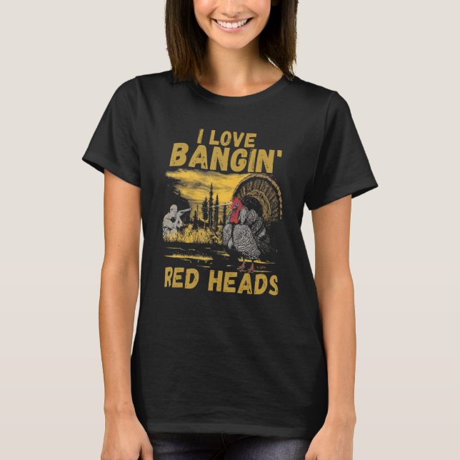 Camiseta Adoro Bangin Red Head Men Mulheres Caçando (Frente)