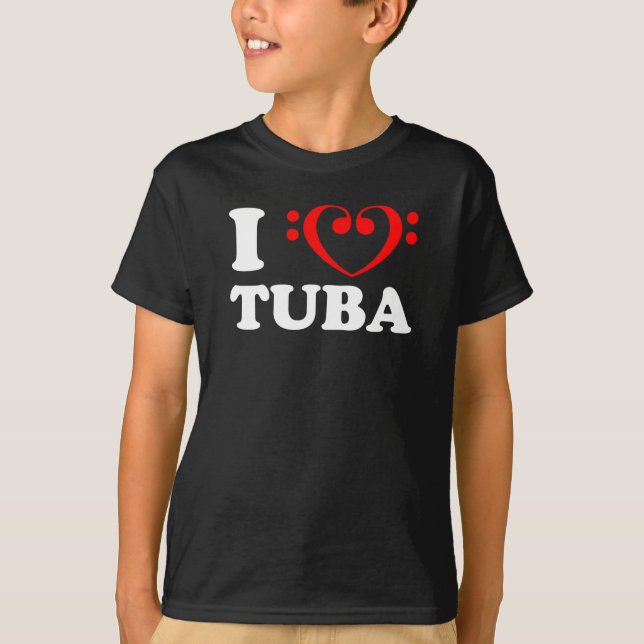 Camiseta Adoro Bass Clef Heart Tuba (Frente)