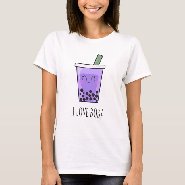 Camiseta Adoro Boba Kawaii Bubble Tea Taro Ube Puro (Frente)