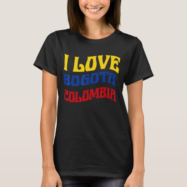Camiseta Adoro Bogota Colômbia Mapa do Orgulho Colombiano C (Frente)