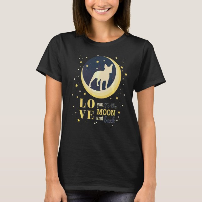 Camiseta Adoro Boston Terrier Dog À Lua (Frente)