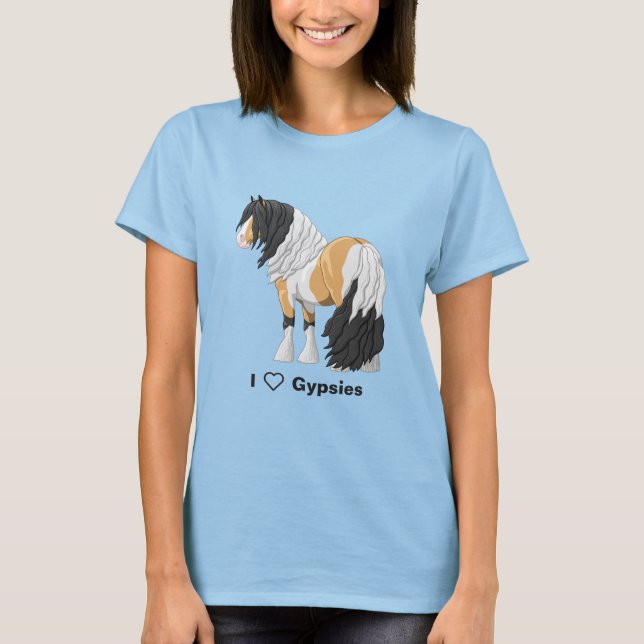 Camiseta Adoro Buckskin Pinto Gypsy Vanner Draft Horses (Frente)