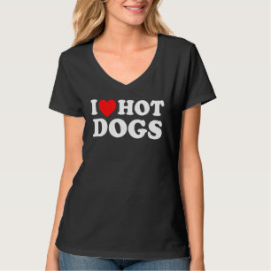 Camiseta Adoro Cachorros Quentes - Coração Vermelho Engraça