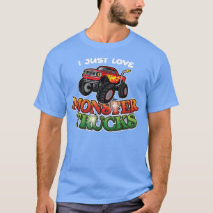 Camiseta Adoro Caminhões Monstros - Caminhão Vermelho e Ver