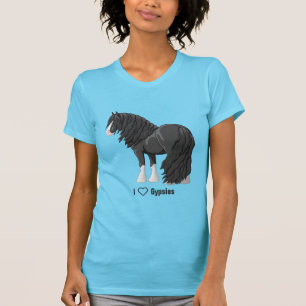 Camiseta Adoro Cavalos Negros Vanner Rascunhos de Vanner Ci
