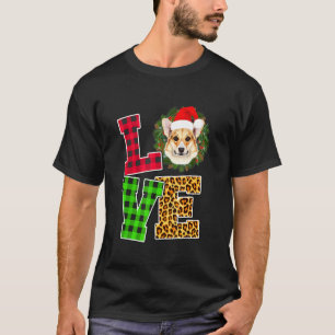 Camiseta Adoro Corgi Dog Santa Hat Xadrez Natal Feio