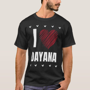 Camiseta Adoro DAYANA Legal Nome Red Heart Personalize Engr
