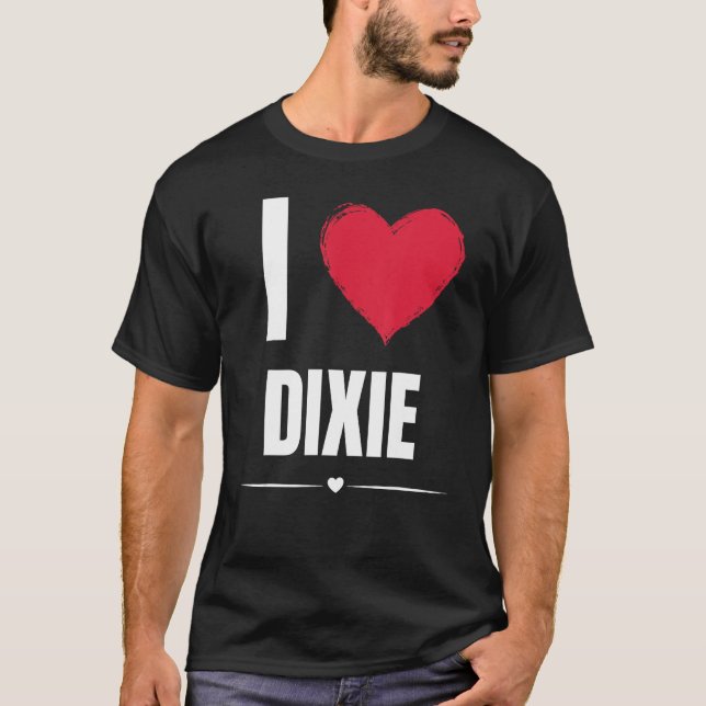 Camiseta Adoro DIXIE, Primeiro Nome Red Heart Personalize E (Frente)