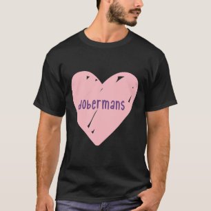 Camiseta Adoro Dobermans Heart Pastel Rosa   232