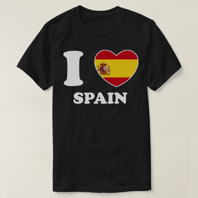 Camiseta Adoro Espanha Sinalizador Cardíaco Mulheres Homens (Frente do Design)