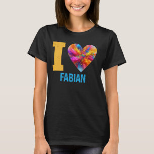 Camiseta Adoro Fabian Tie Dye Man Heart Name