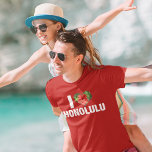 Camiseta Adoro Flor de Hibiscus do Havaí, Cuta e Honolulu<br><div class="desc">Eu amo Honolulu. Uma flor de hibisco havaiana em forma de coração enfeita esta adorável camiseta para as suas férias de verão à praia no Havaí.</div>