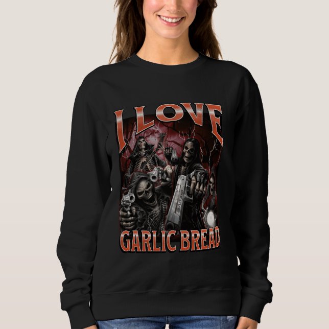Camiseta Adoro Garlic Bread Funny Duro Skeleton Meme Boott (Frente)