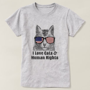 Camiseta Adoro gatos e direitos humanos