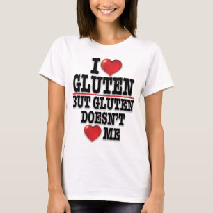 Camiseta Adoro Gluten, mas Gluten não me ama (claro)