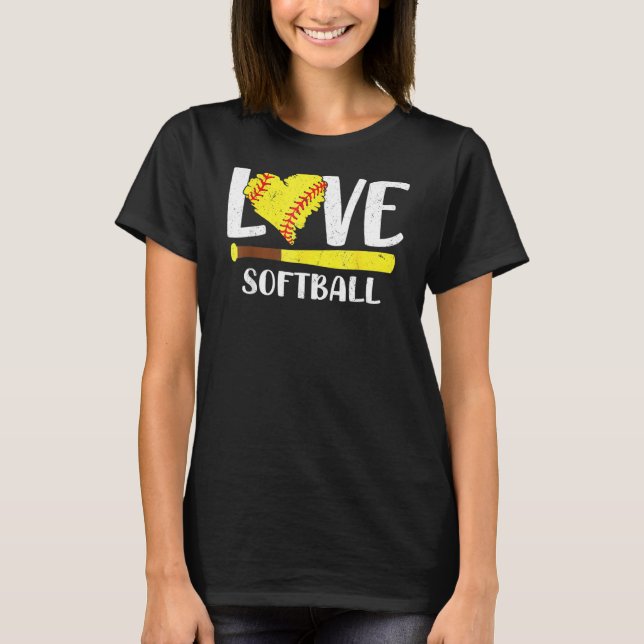 Camiseta Adoro Gráfico Softball Dizendo Teia Para Meninas A (Frente)