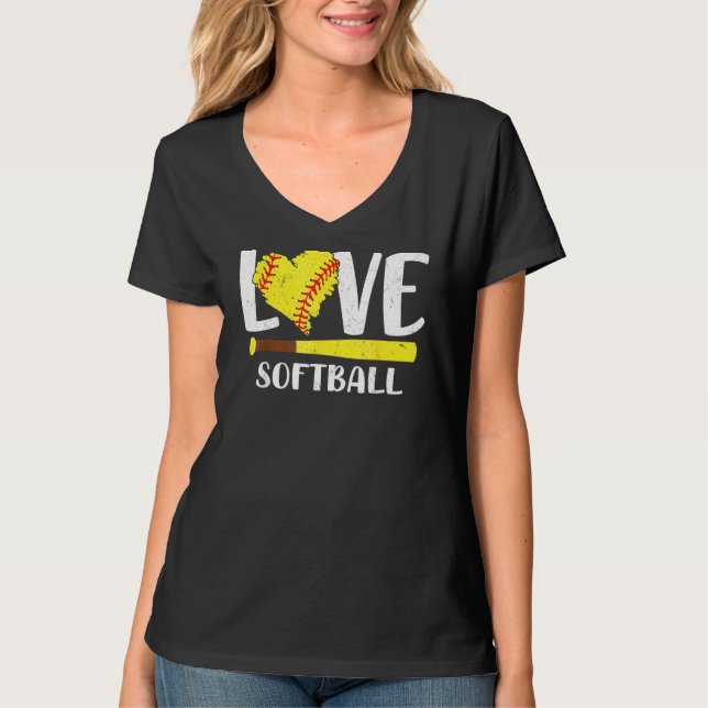 Camiseta Adoro Gráfico Softball Dizendo Teia Para Meninas A (Frente)
