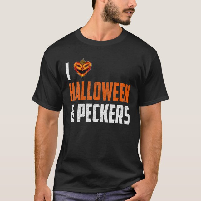 Camiseta Adoro Halloween E Peckers, Pumpkin E Peckers (Frente)