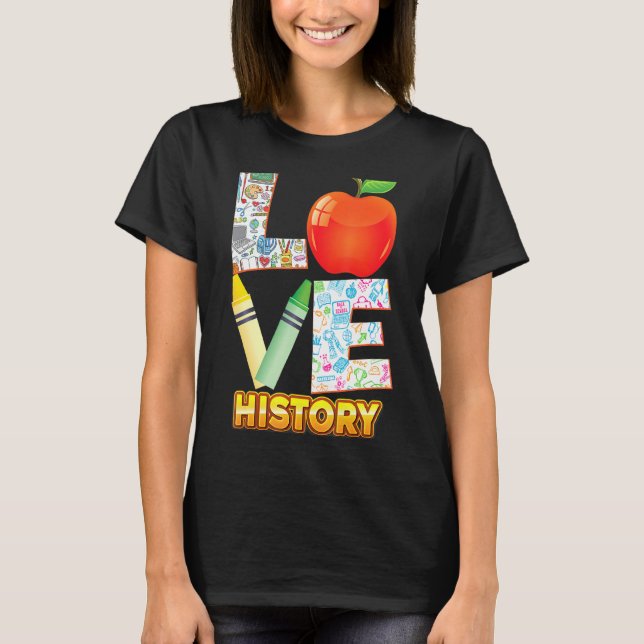 Camiseta Adoro História Criança Professora De Volta À Escol (Frente)