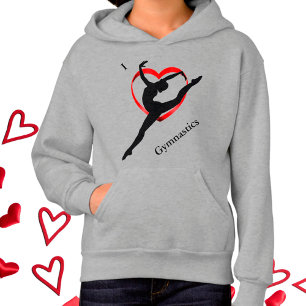 Camiseta Adoro Hoodie do Coração da Ginástica para Menin